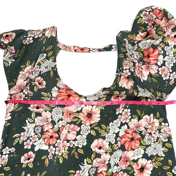 Billabong Sage Green Floral Fine Flutter Mini Dress Size Large - Picture 13 of 14